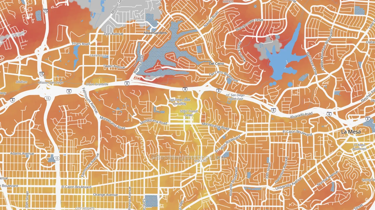 Transit Grade map of 92182, CA