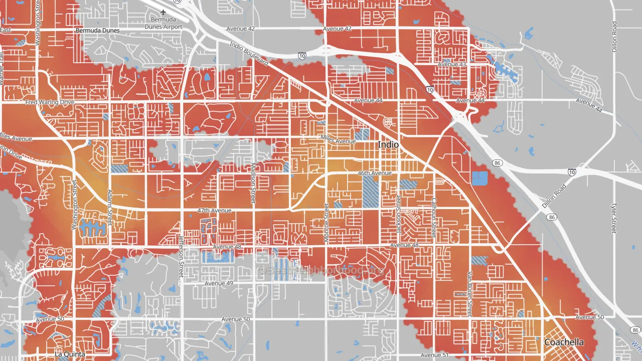 Transit Grade map of 92201, CA