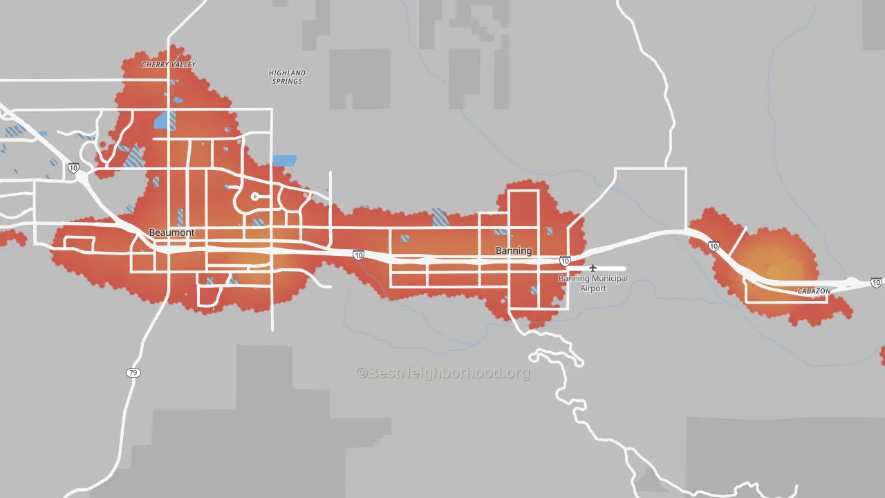 Transit Grade map of 92220, CA