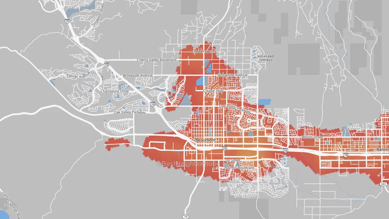 Transit Grade map of 92223, CA