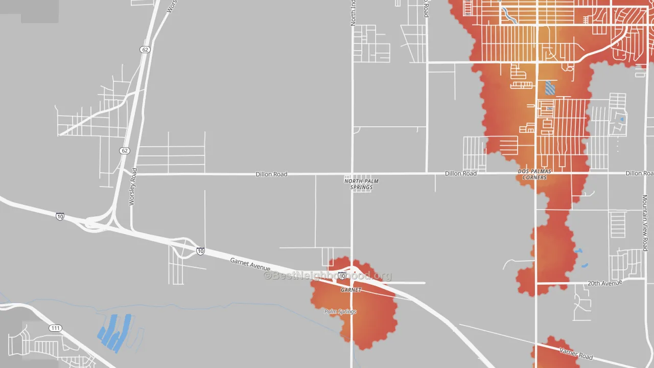 Transit Grade map of 92258, CA
