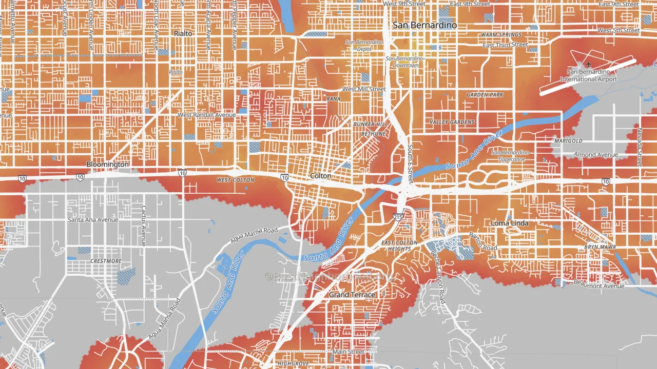 Transit Grade map of 92324, CA