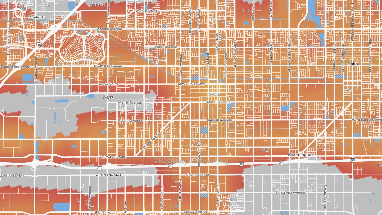 Transit Grade map of 92335, CA