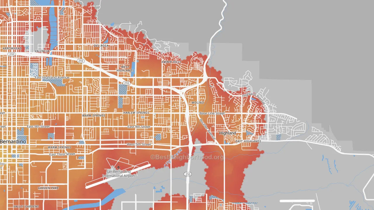 Transit Grade map of 92346, CA