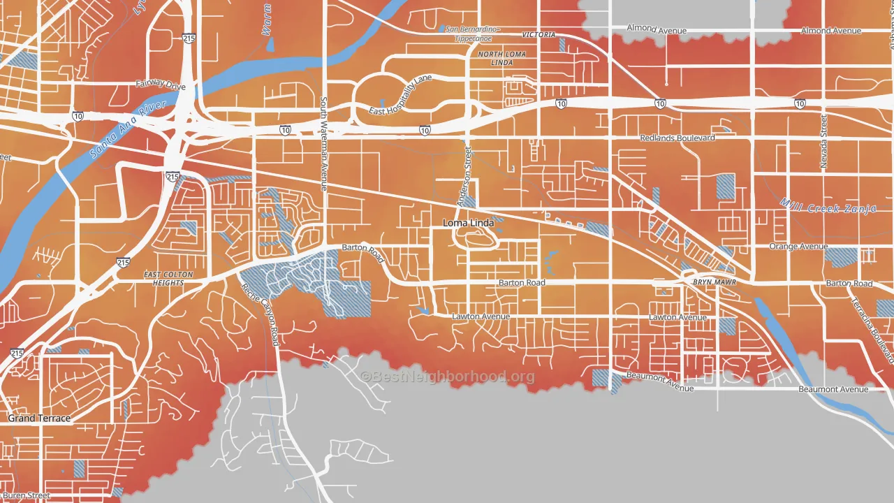 Transit Grade map of 92350, CA