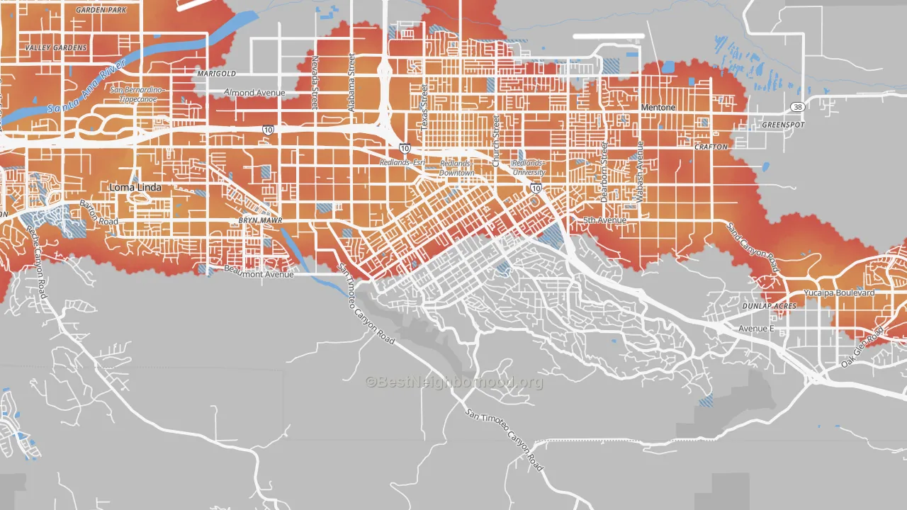 Transit Grade map of 92373, CA