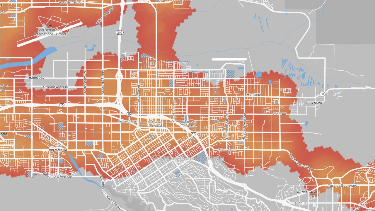 Transit Grade map of 92374, CA