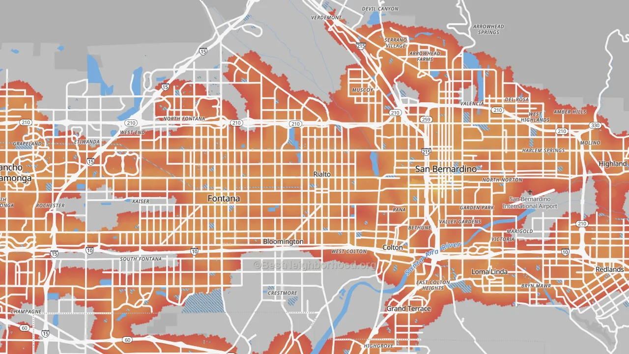 Transit Grade map of 92376, CA