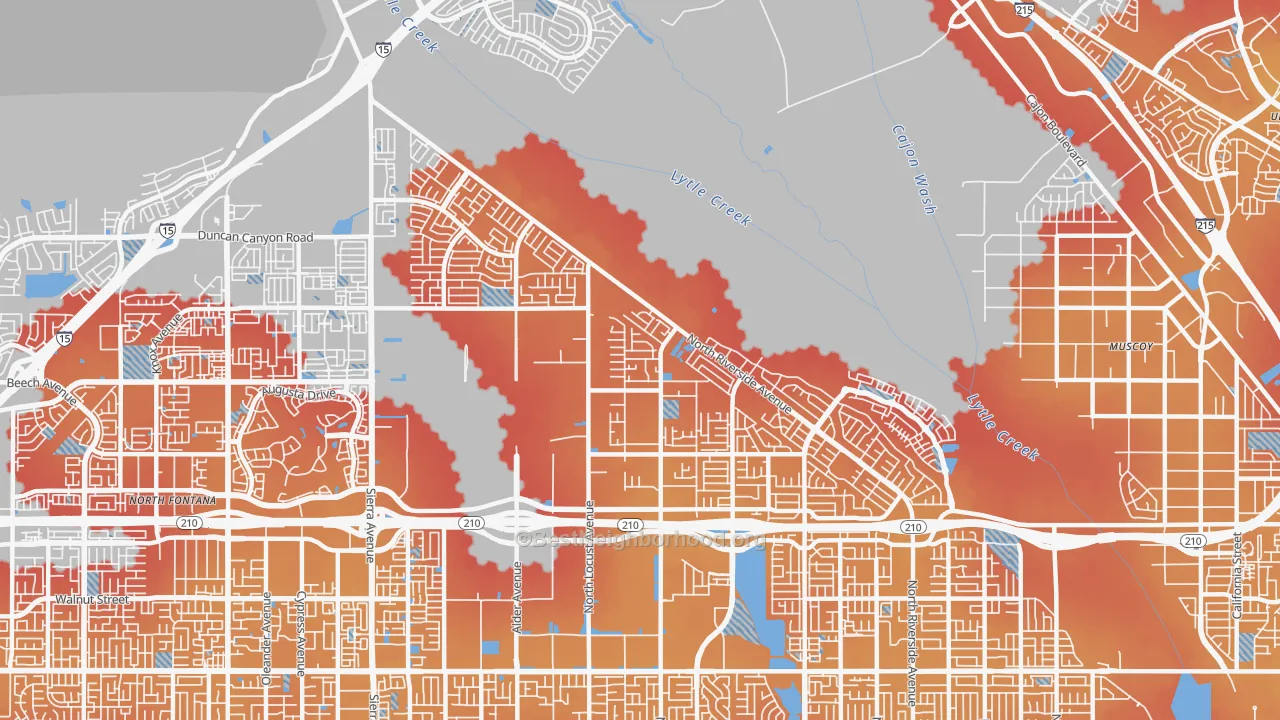 Transit Grade map of 92377, CA