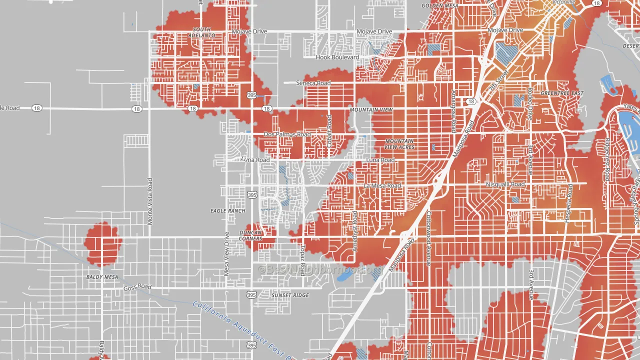 Transit Grade map of 92392, CA