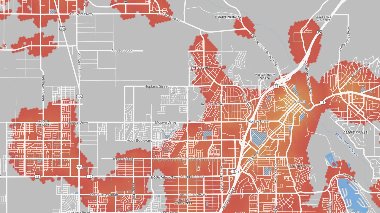 Transit Grade map of 92394, CA