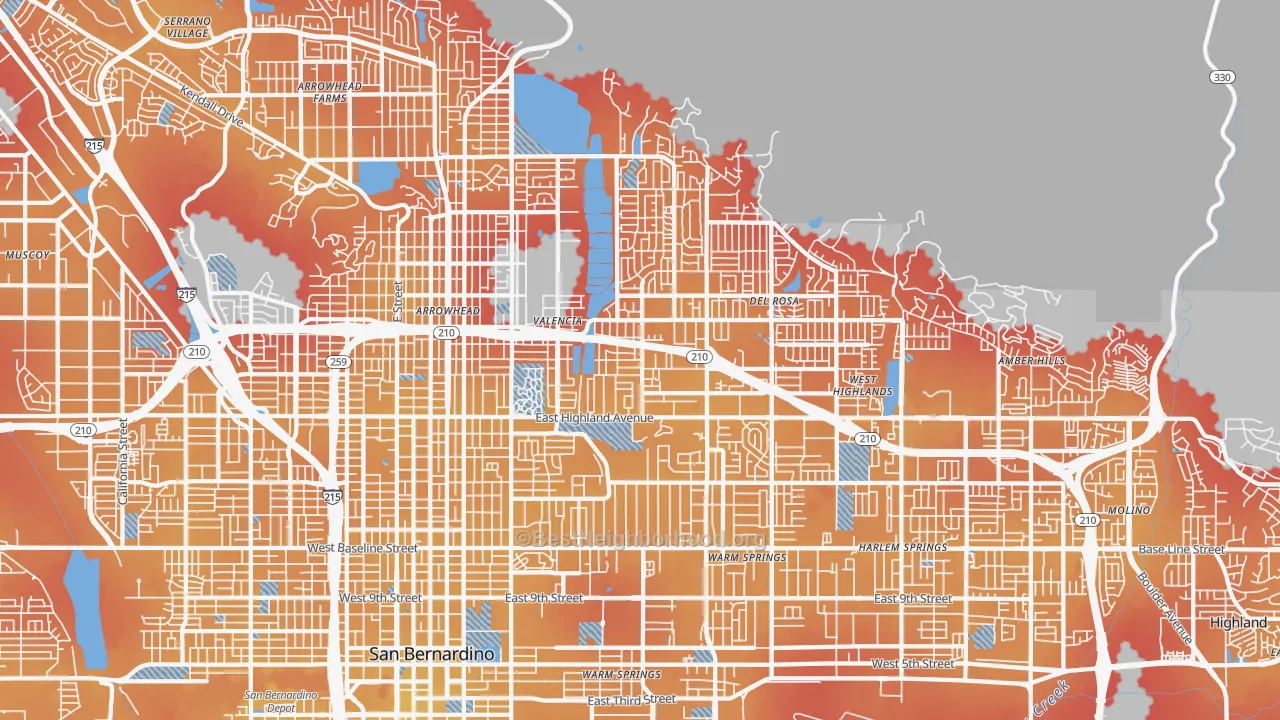 Transit Grade map of 92404, CA