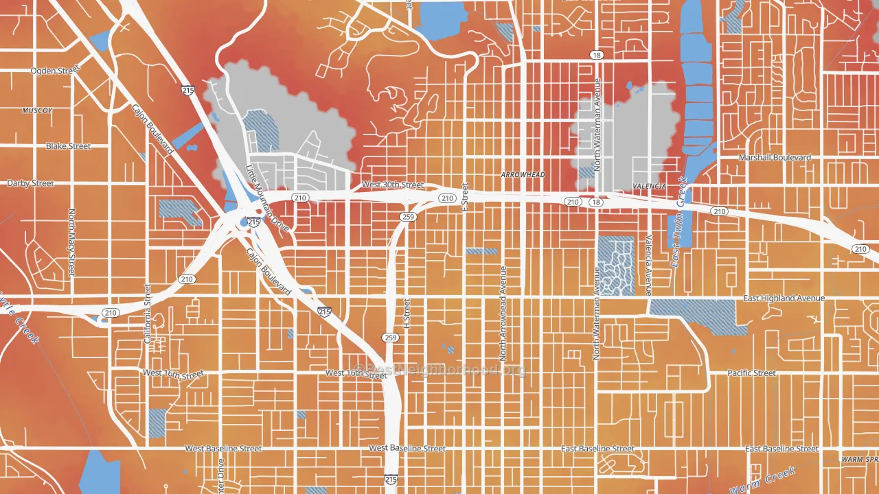 Transit Grade map of 92405, CA