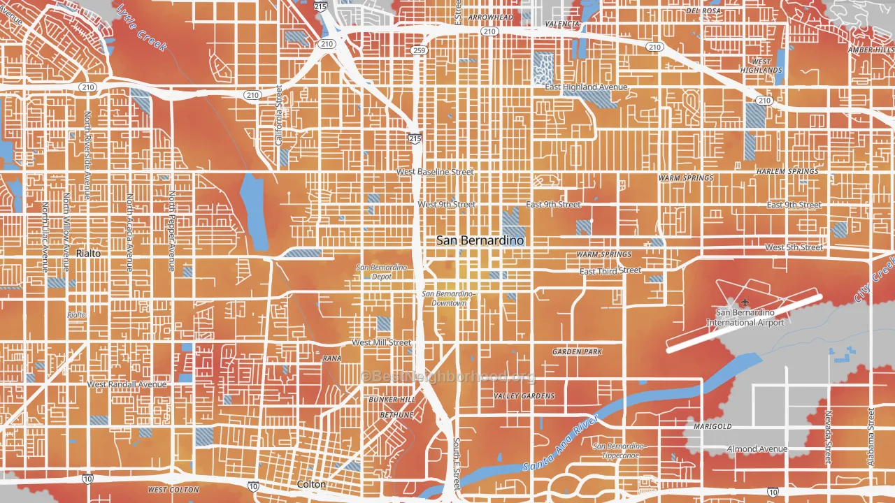 Transit Grade map of 92410, CA