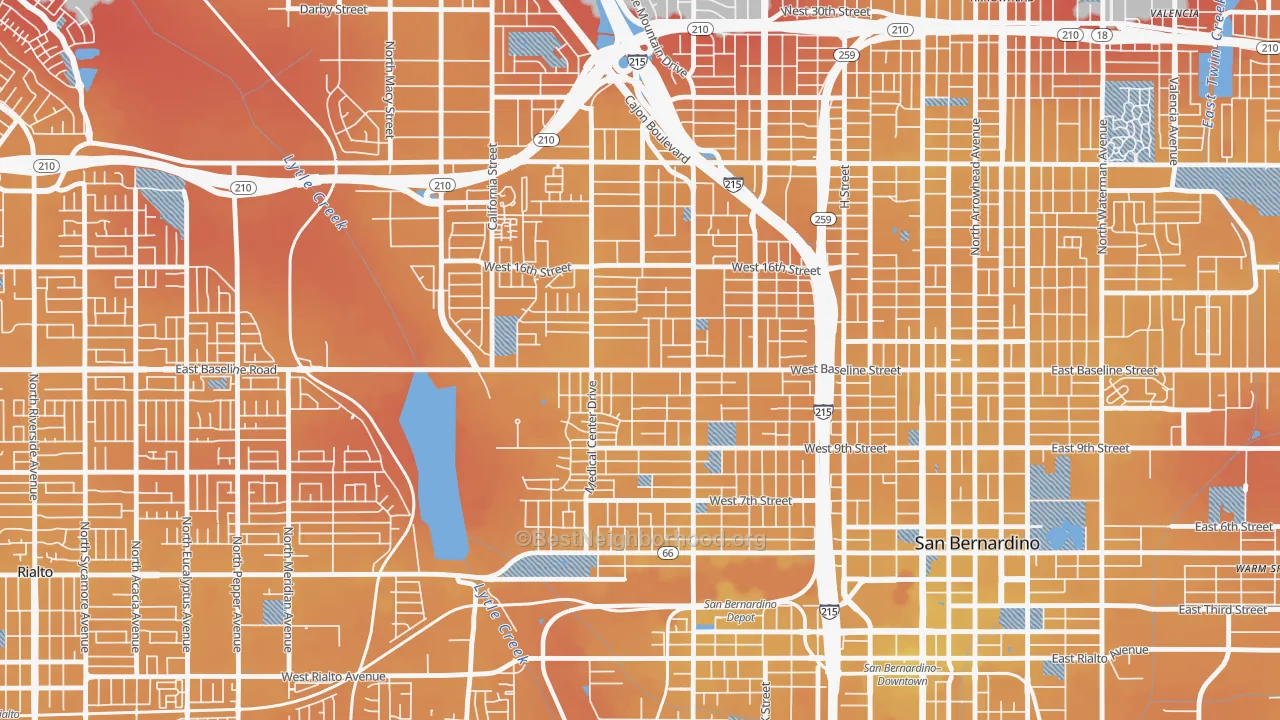 Transit Grade map of 92411, CA