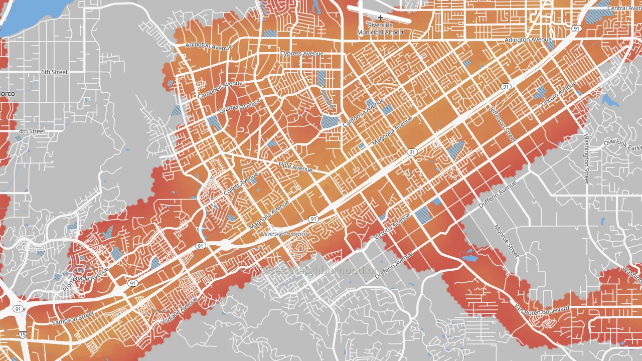 Transit Grade map of 92503, CA