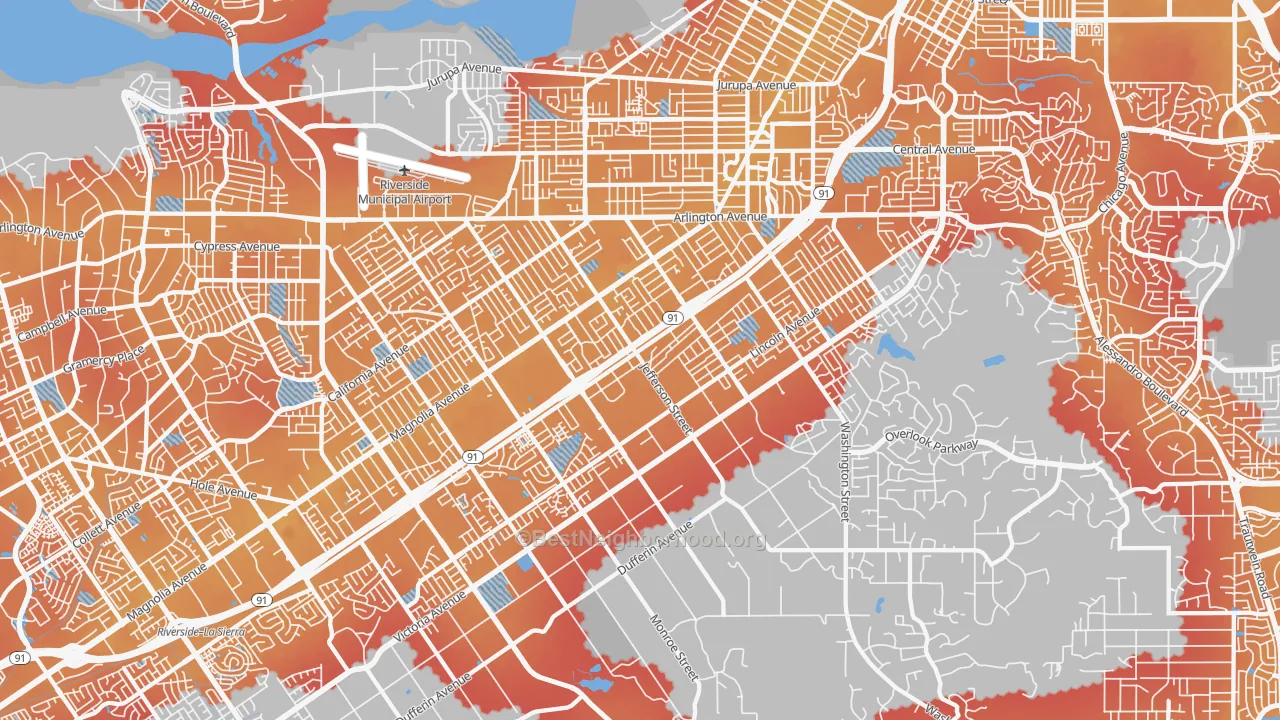 Transit Grade map of 92504, CA