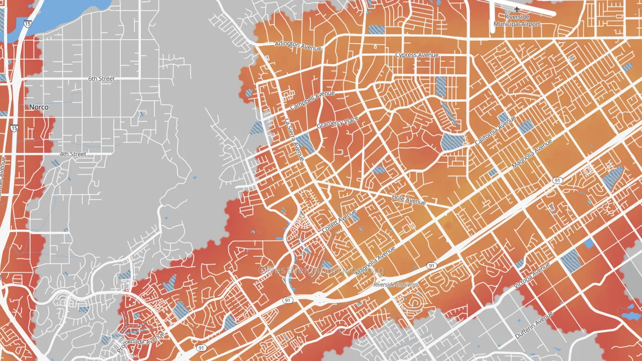 Transit Grade map of 92505, CA