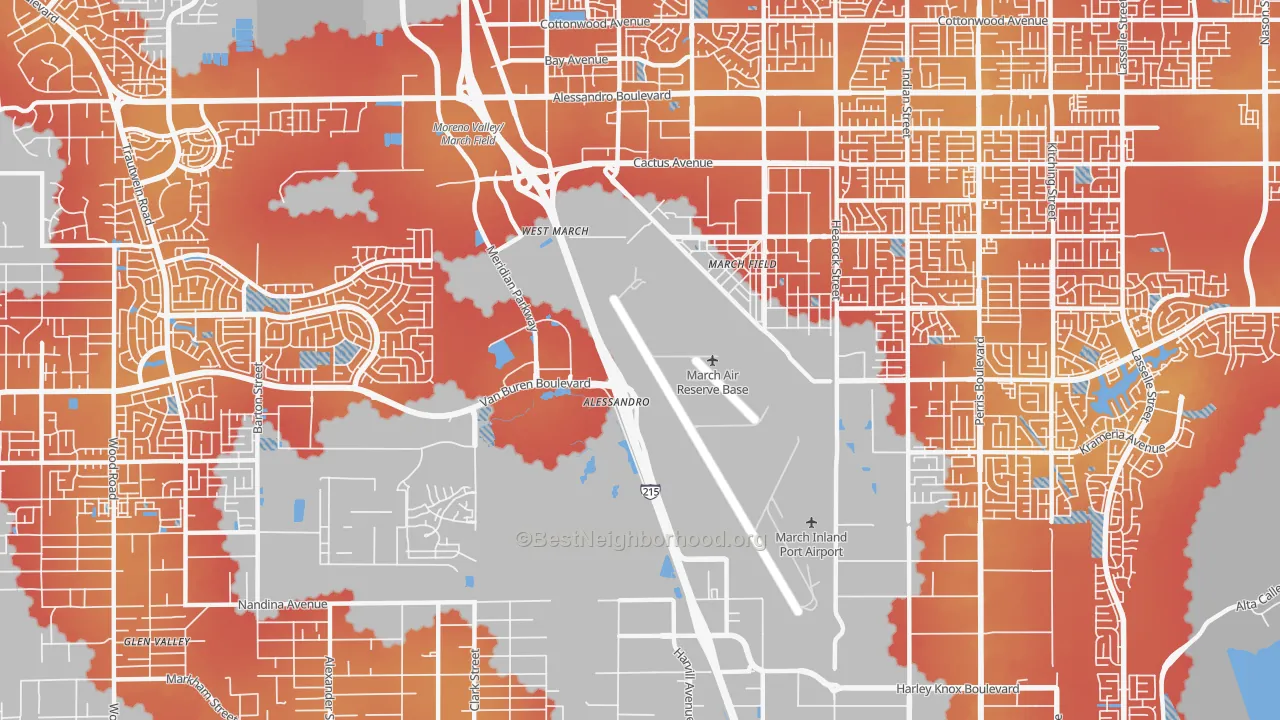 Transit Grade map of 92518, CA