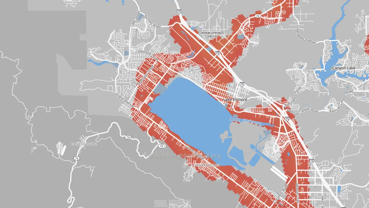 Transit Grade map of 92530, CA