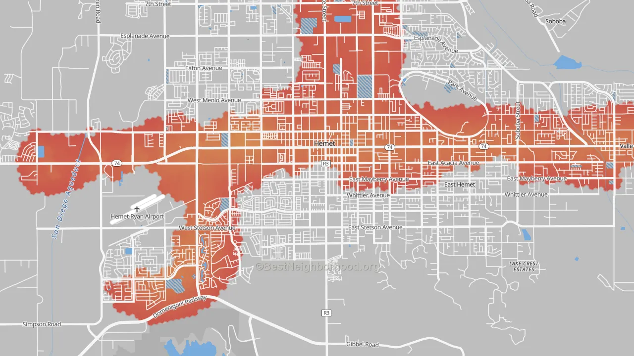 Transit Grade map of 92543, CA