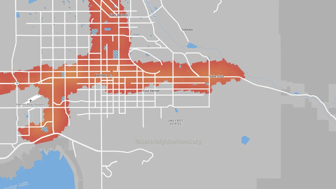 Transit Grade map of 92544, CA