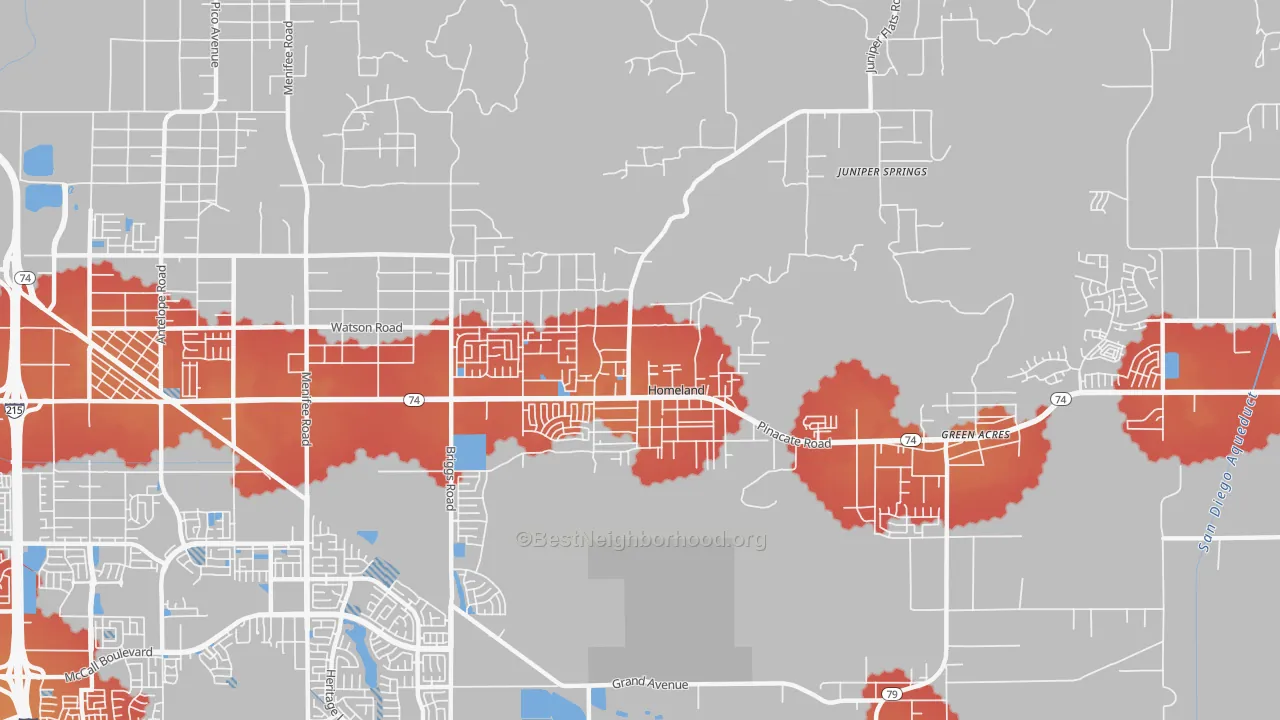 Transit Grade map of 92548, CA