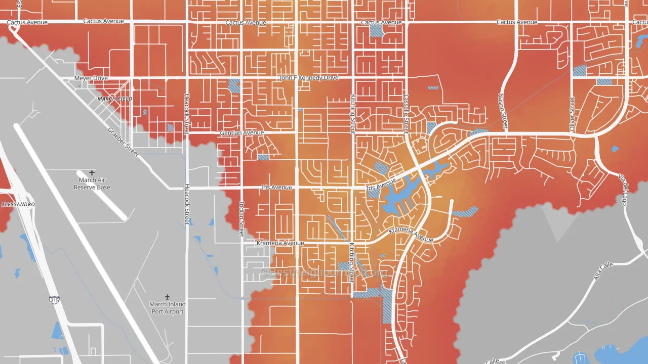 Transit Grade map of 92551, CA