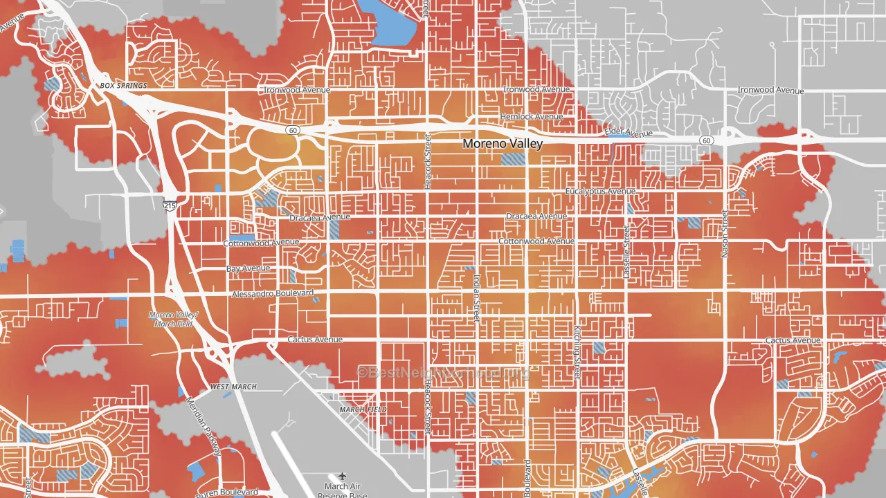 Transit Grade map of 92553, CA