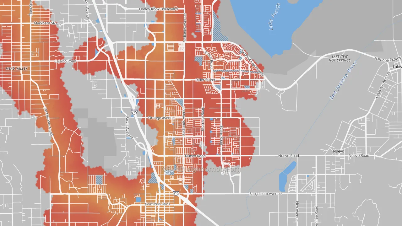 Transit Grade map of 92571, CA