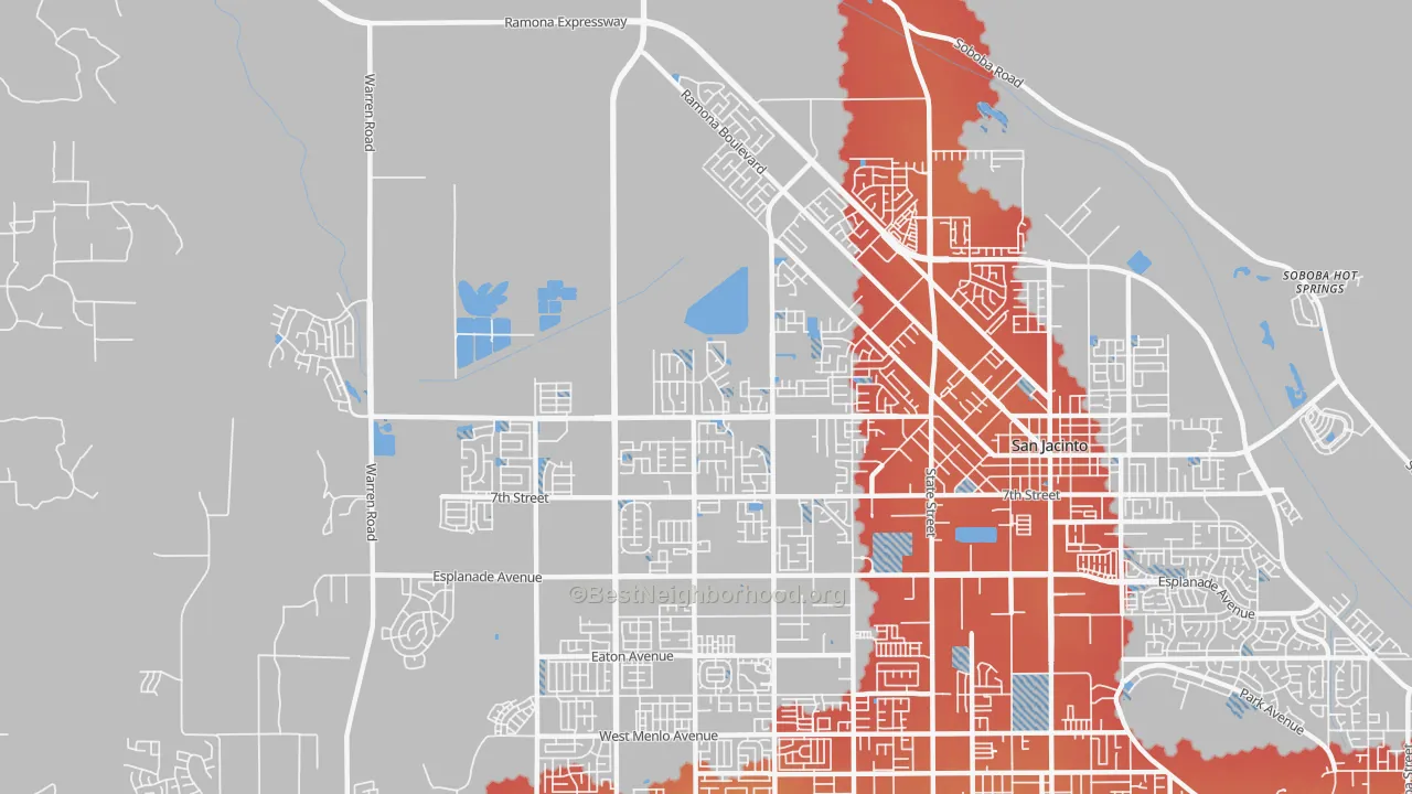 Transit Grade map of 92582, CA