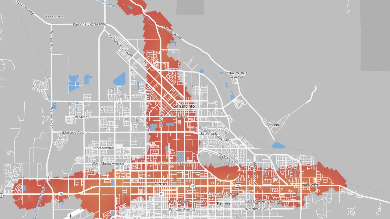 Transit Grade map of 92583, CA