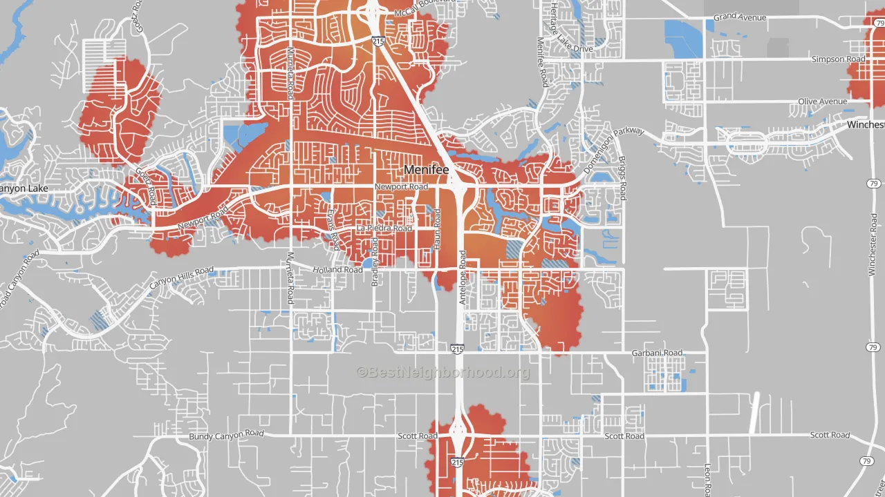Transit Grade map of 92584, CA