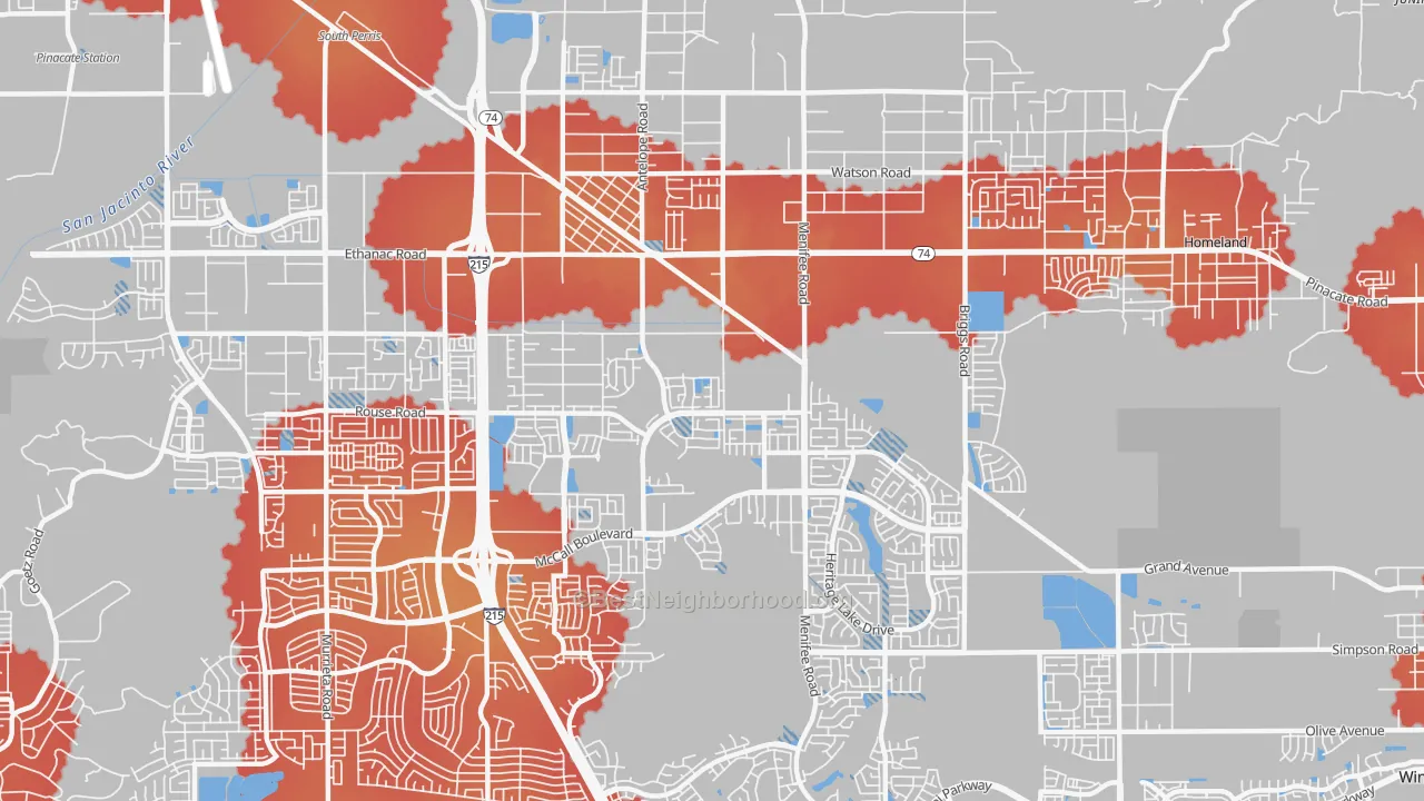 Transit Grade map of 92585, CA