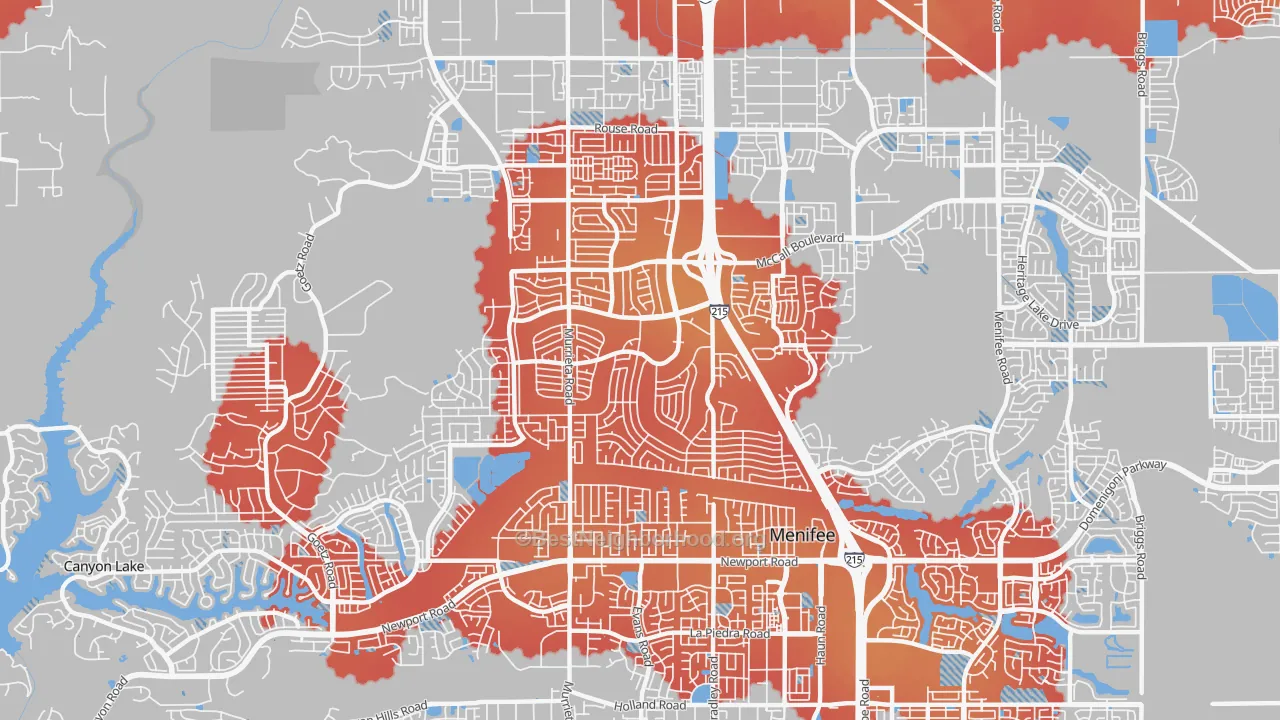 Transit Grade map of 92586, CA