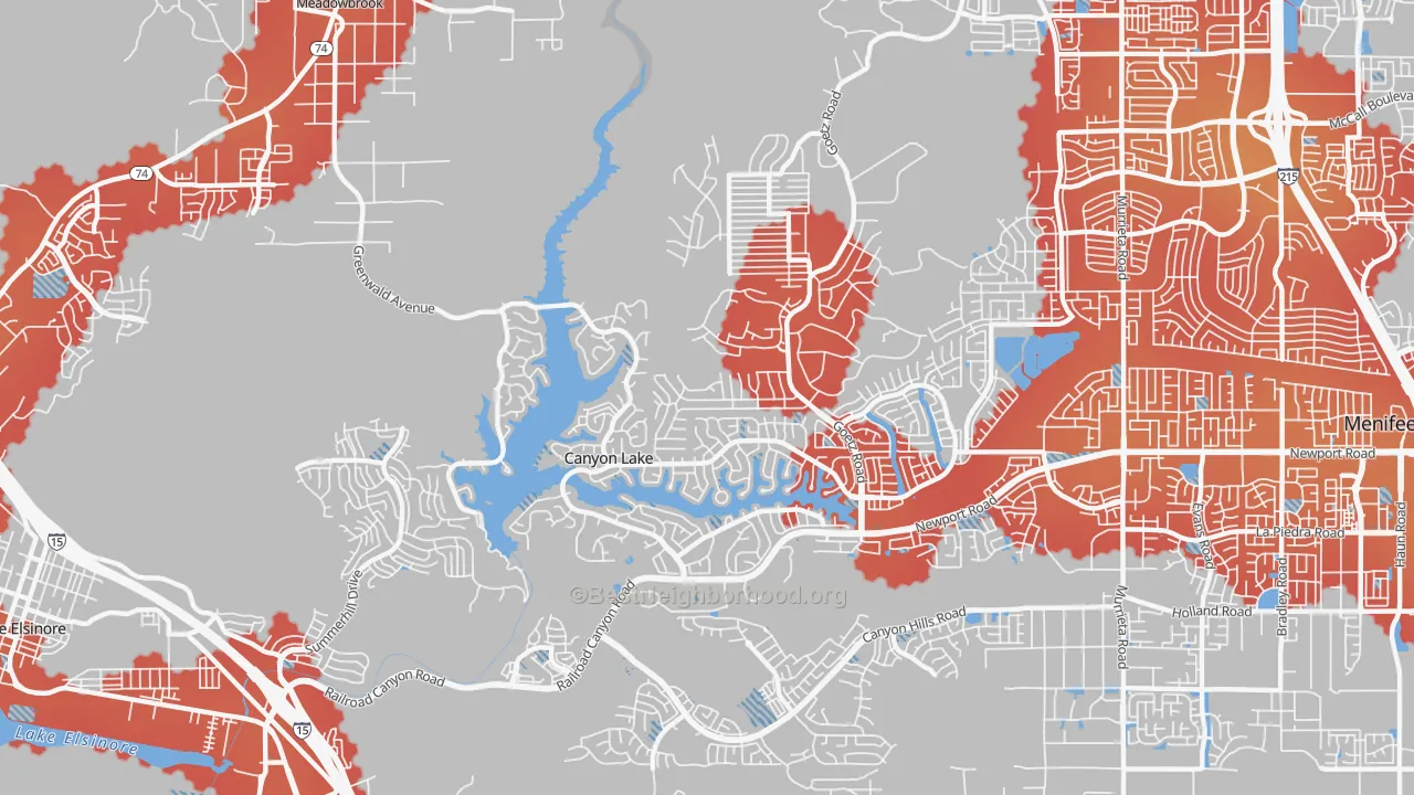 Transit Grade map of 92587, CA