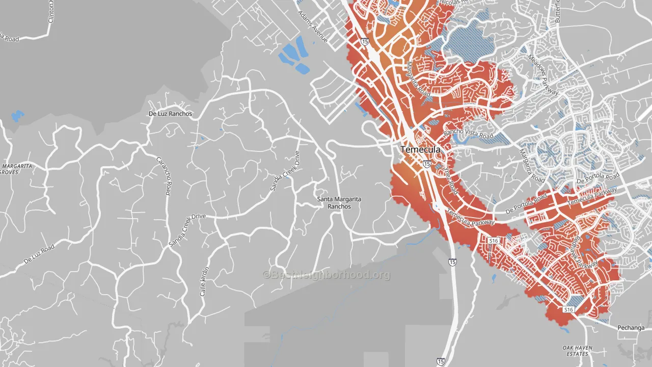 Transit Grade map of 92590, CA