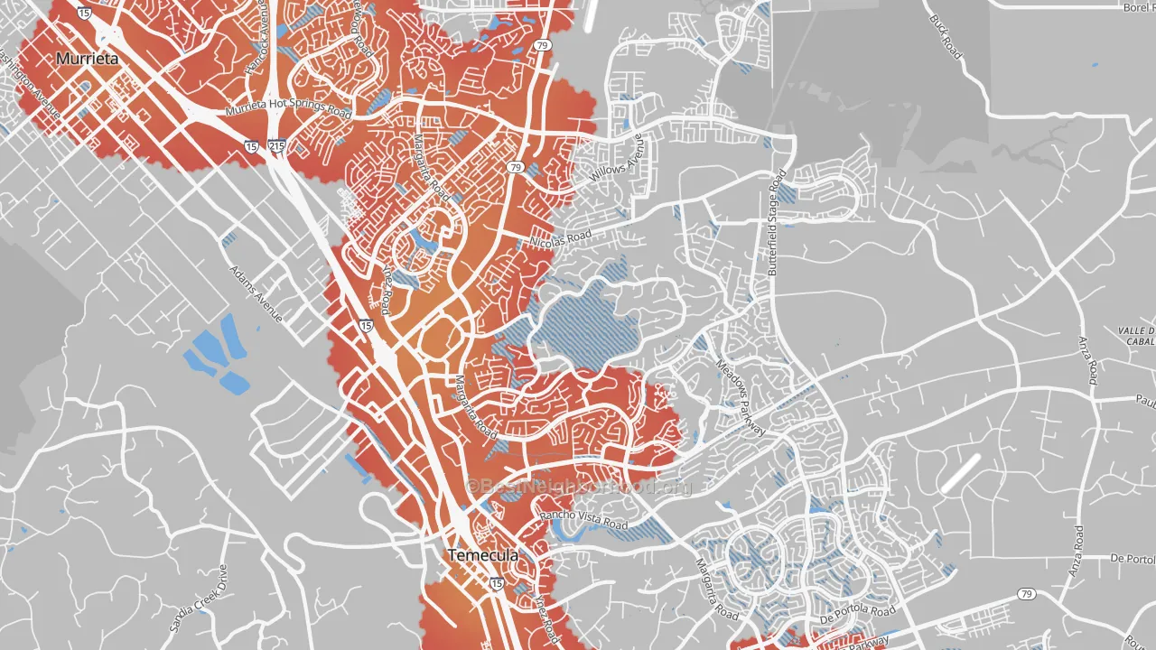 Transit Grade map of 92591, CA
