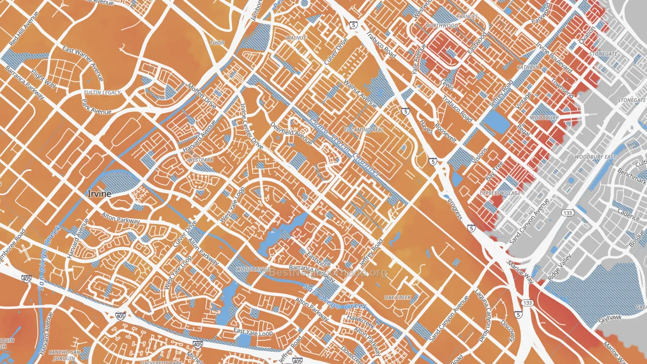 Transit Grade map of 92604, CA