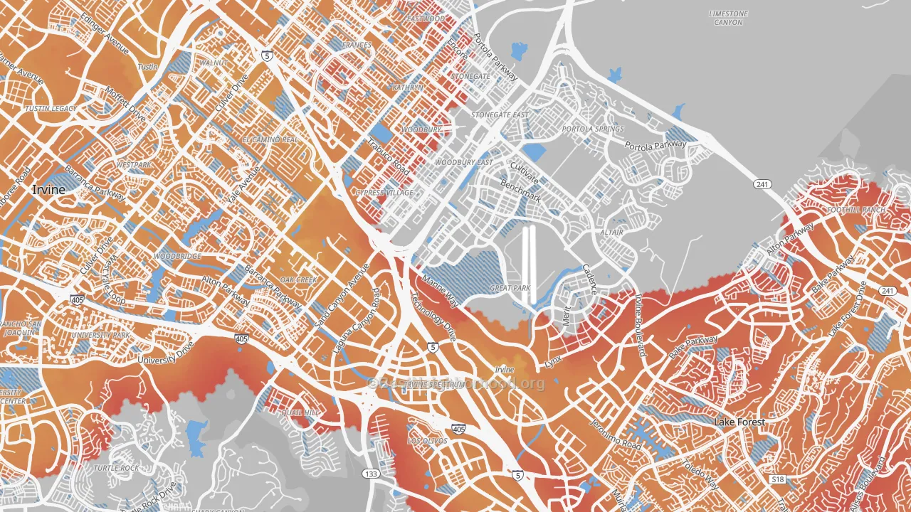 Transit Grade map of 92618, CA