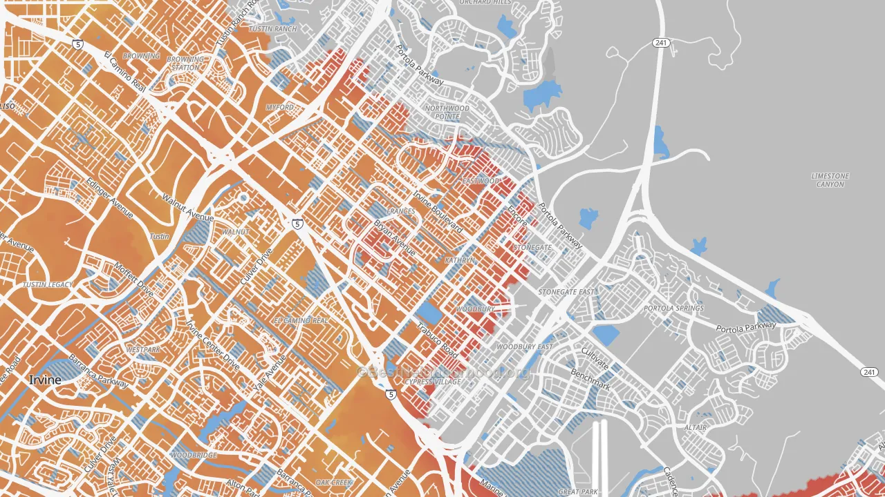 Transit Grade map of 92620, CA