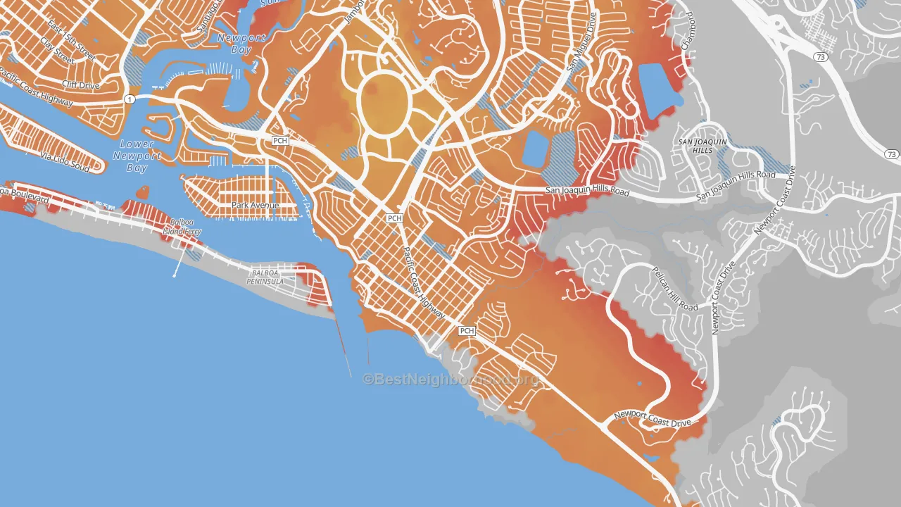 Transit Grade map of 92625, CA