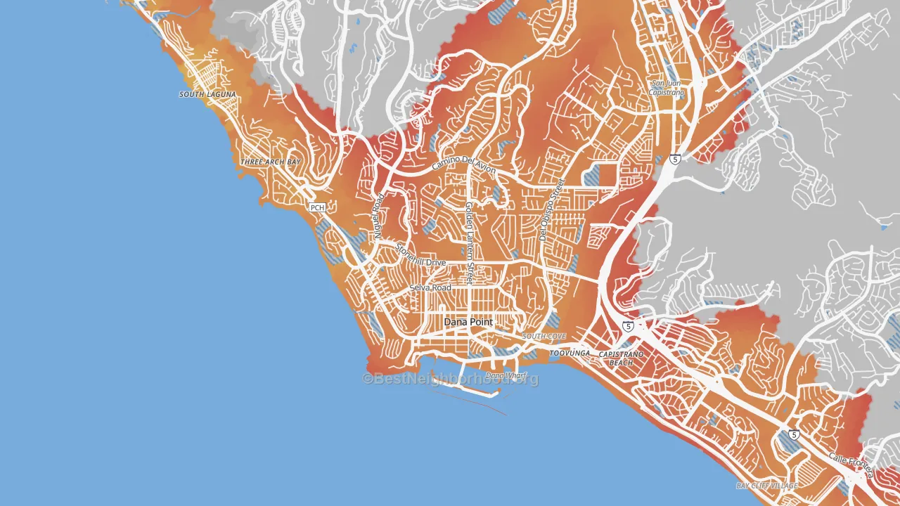 Transit Grade map of 92629, CA