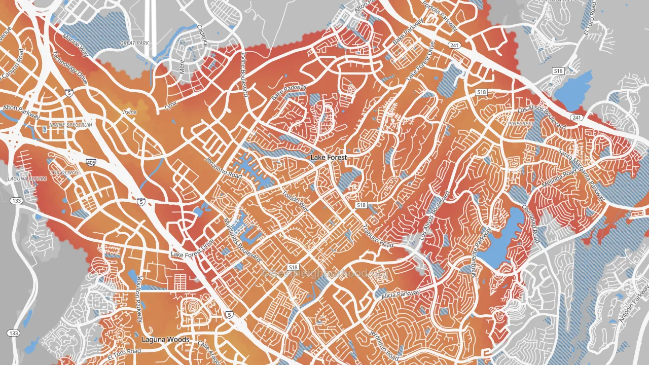 Transit Grade map of 92630, CA