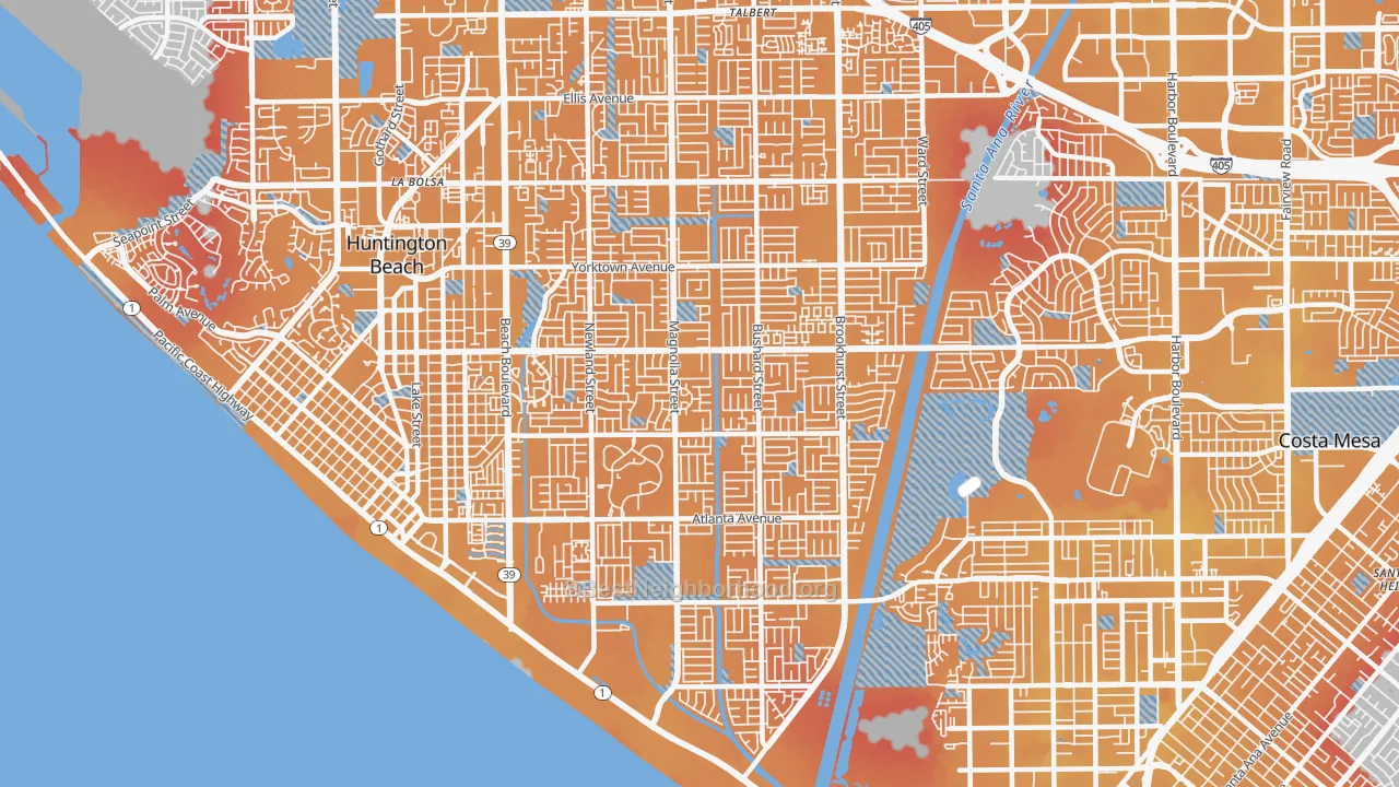 Transit Grade map of 92646, CA