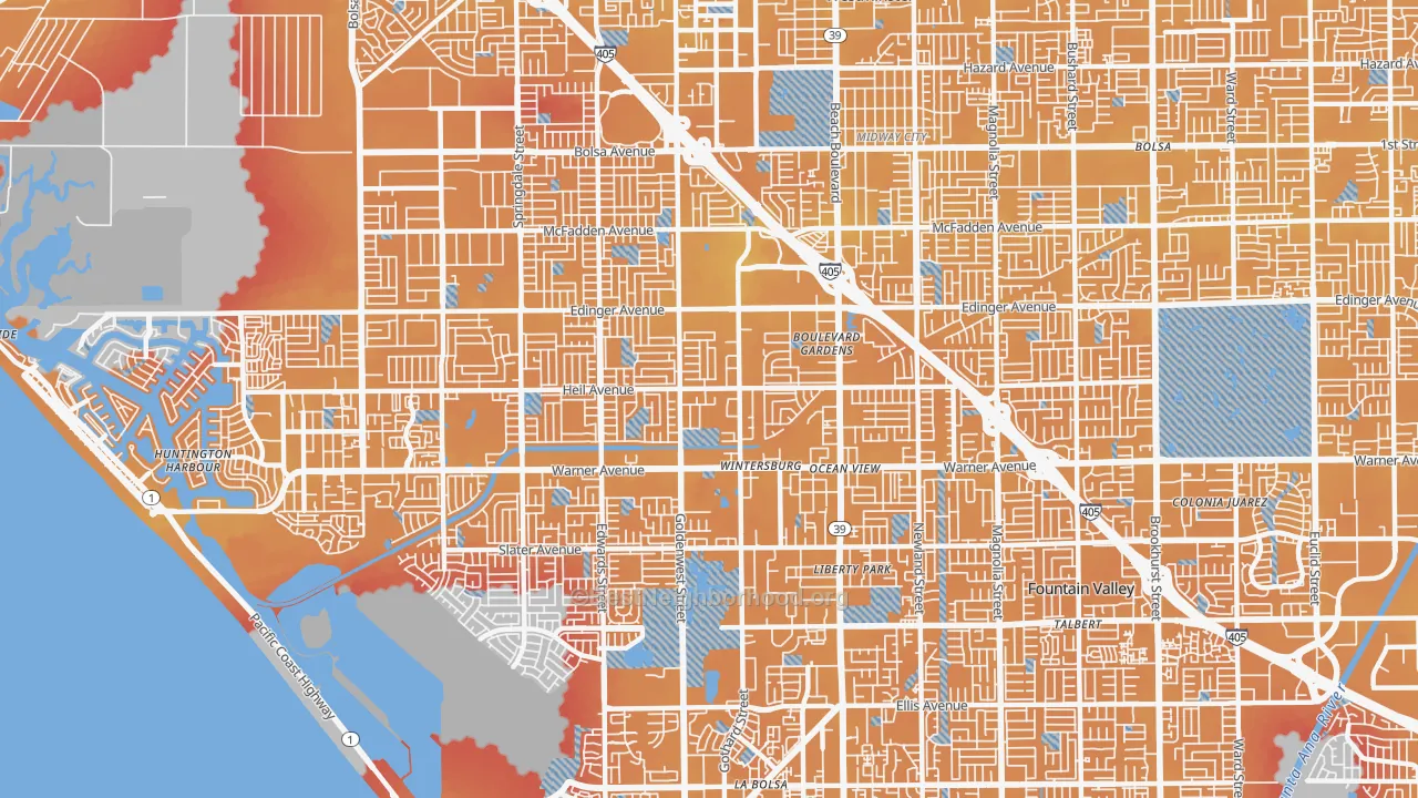 Transit Grade map of 92647, CA