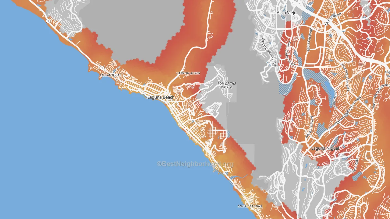 Transit Grade map of 92651, CA