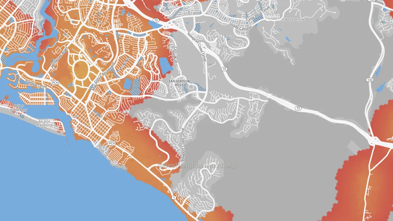 Transit Grade map of 92657, CA
