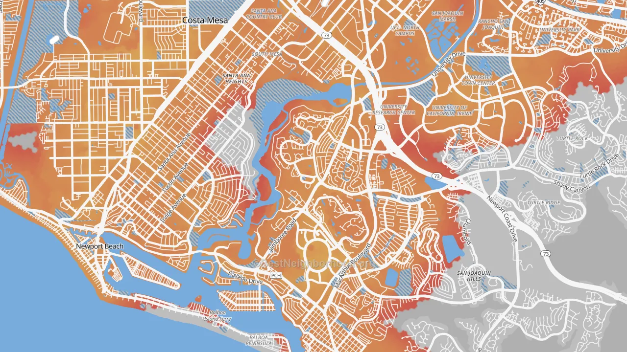 Transit Grade map of 92660, CA