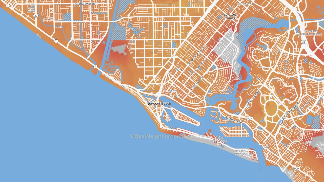 Transit Grade map of 92663, CA